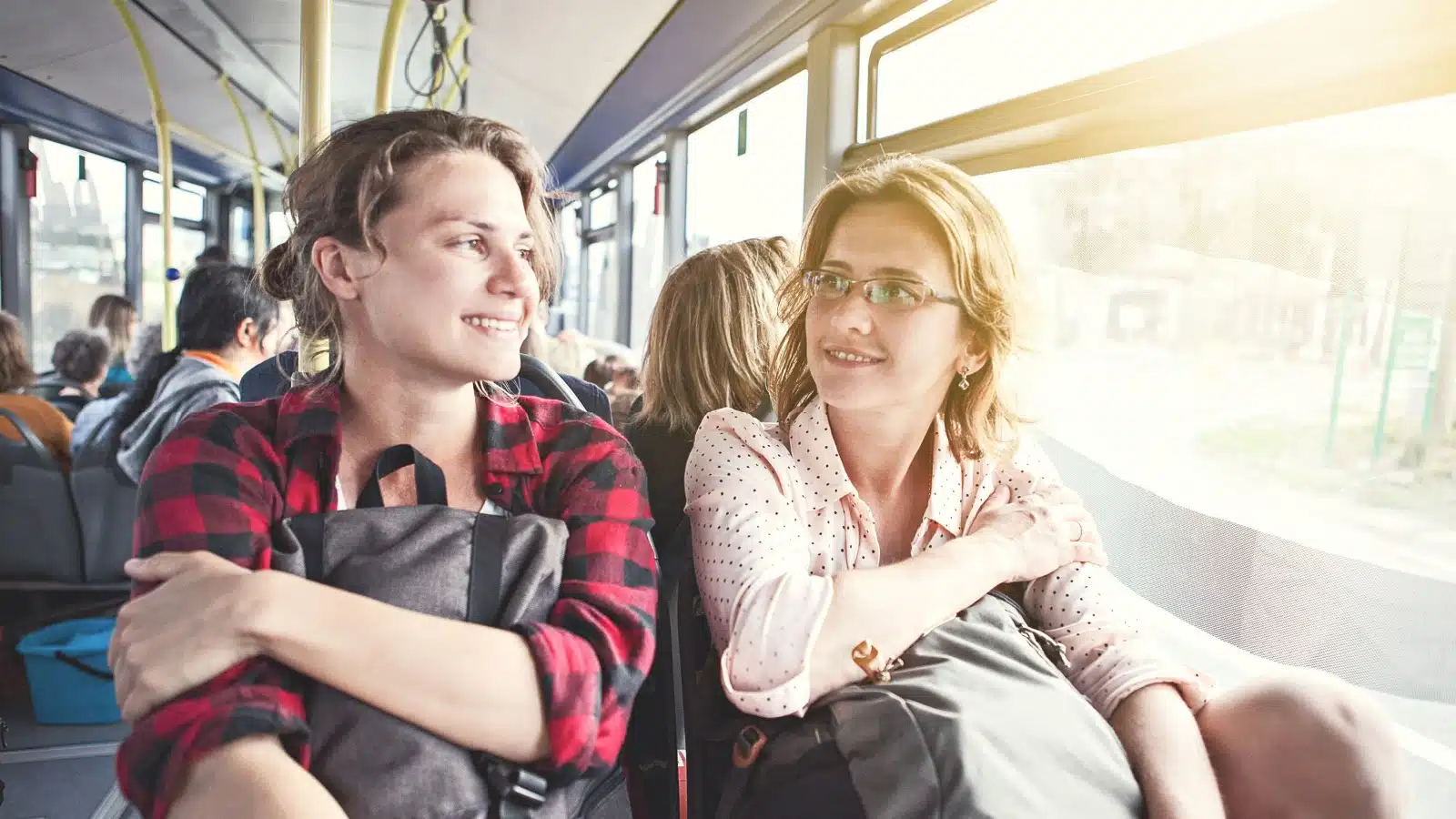 Tourists traveling by bus.