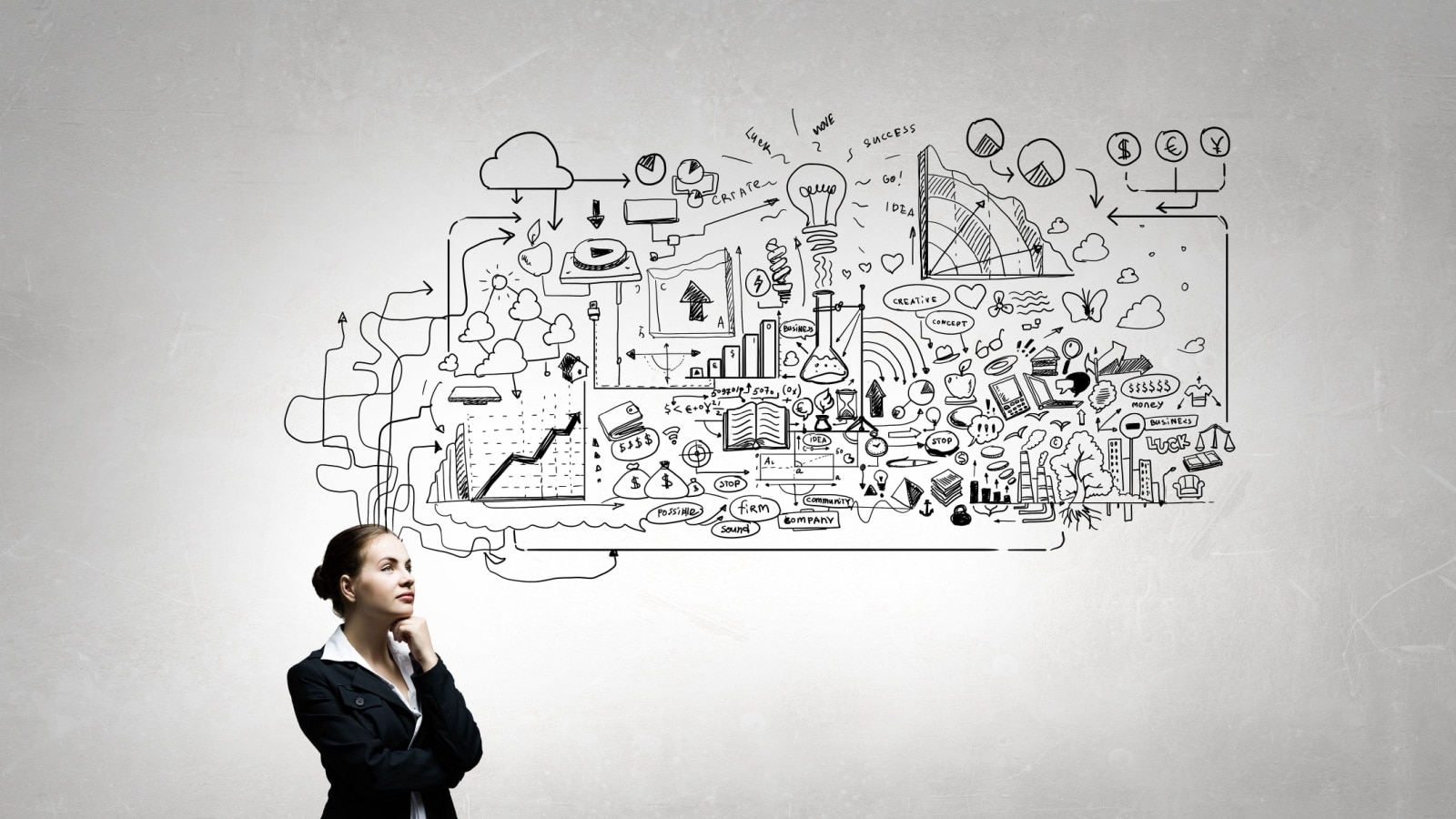 A woman visualizing her business plan.