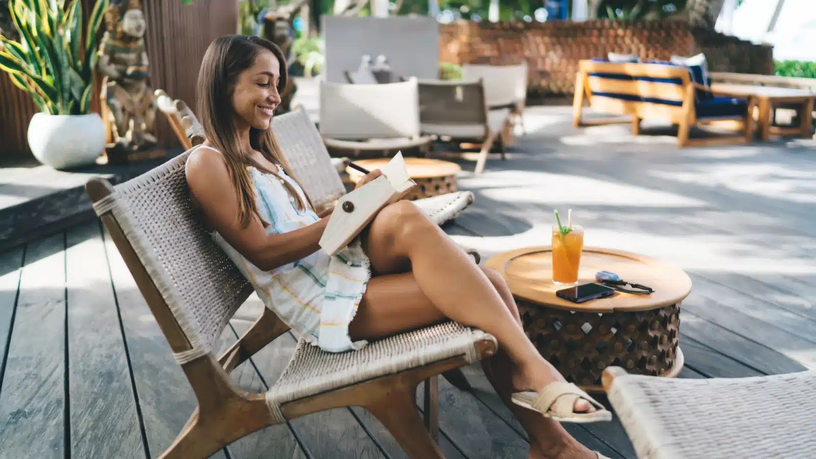 A woman enjoys some peaceful alone time.