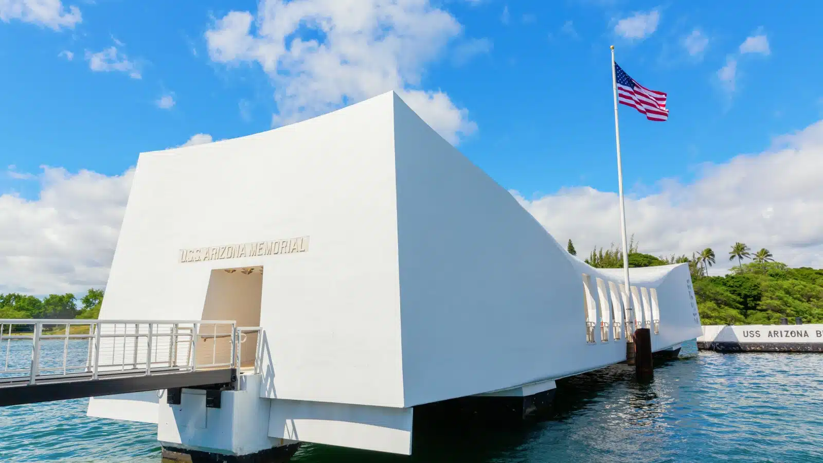 The U.S.S Arizona memorial at Pearl Harbor.