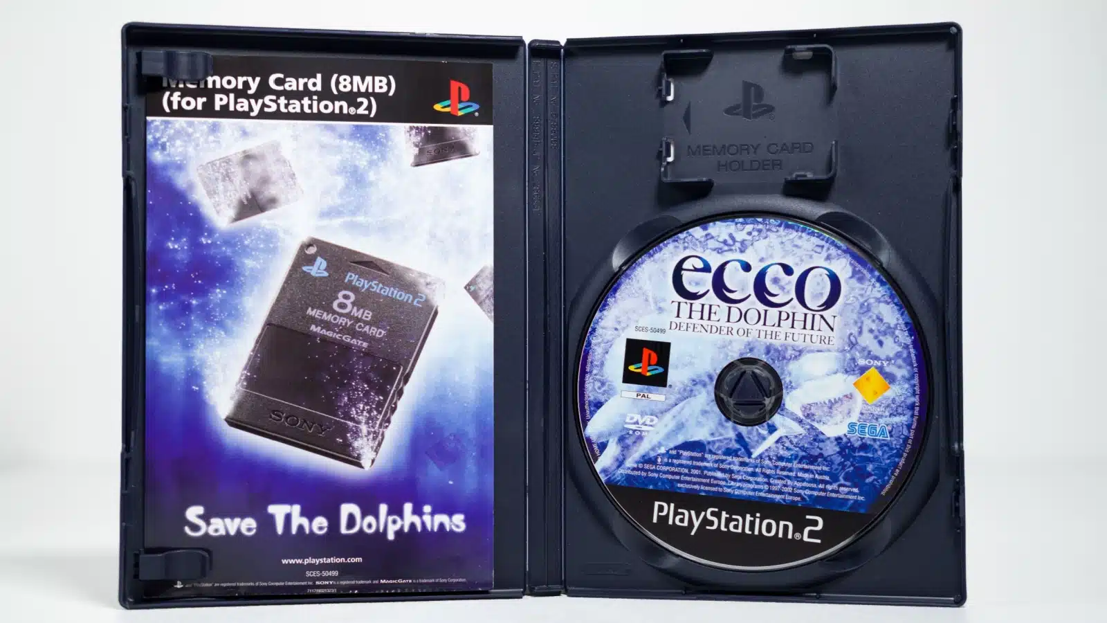 PlayStation 2 package featuring the Ecco the Dolphin disc.
