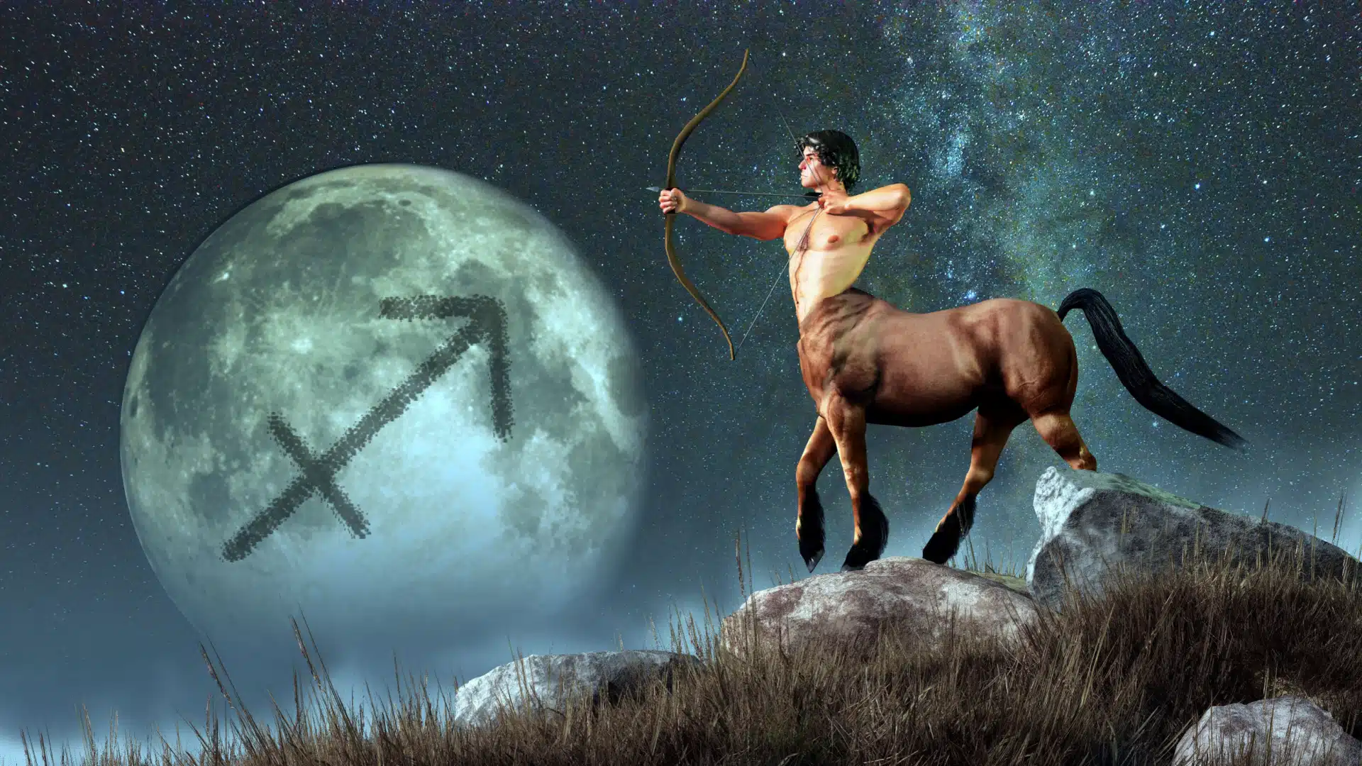 Illustration of the mythical creature centaur, as an archer.