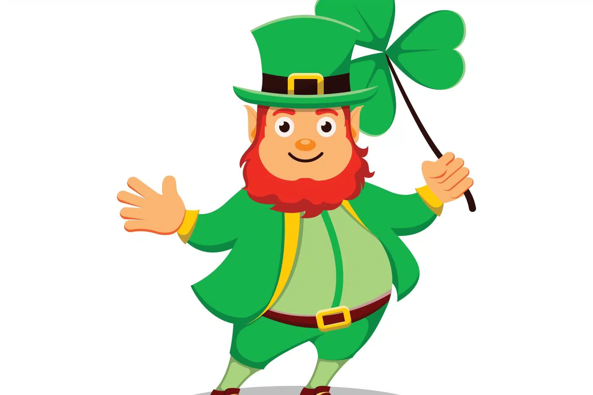 A happy cartoon leprachaun to represent the lucky mythical creature.