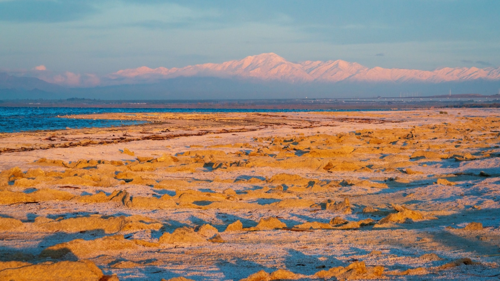 The barren landscape at the Salton Sea in California.