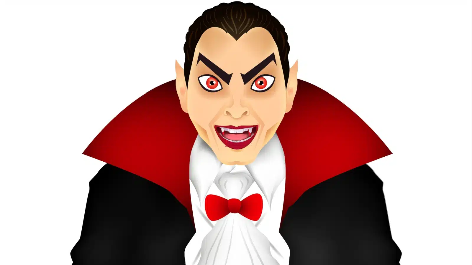 Cartoon illustration showcasing the modern view of Count Dracula.