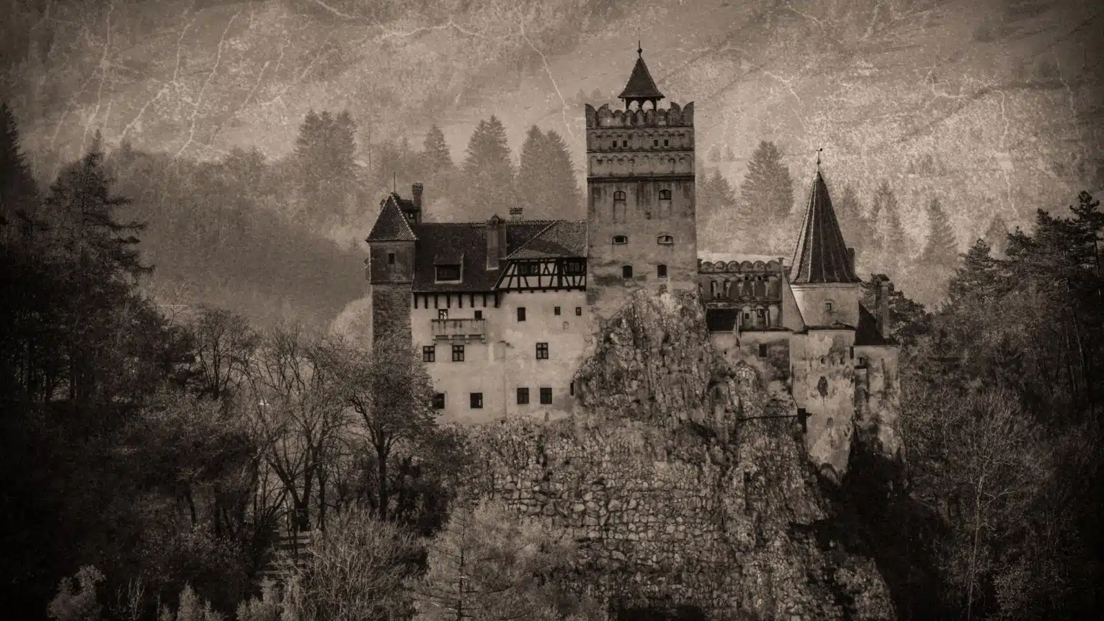 Illustration of a 13th century castle in the Transylvanian region of Romania, associated with Vlad the Impaler.