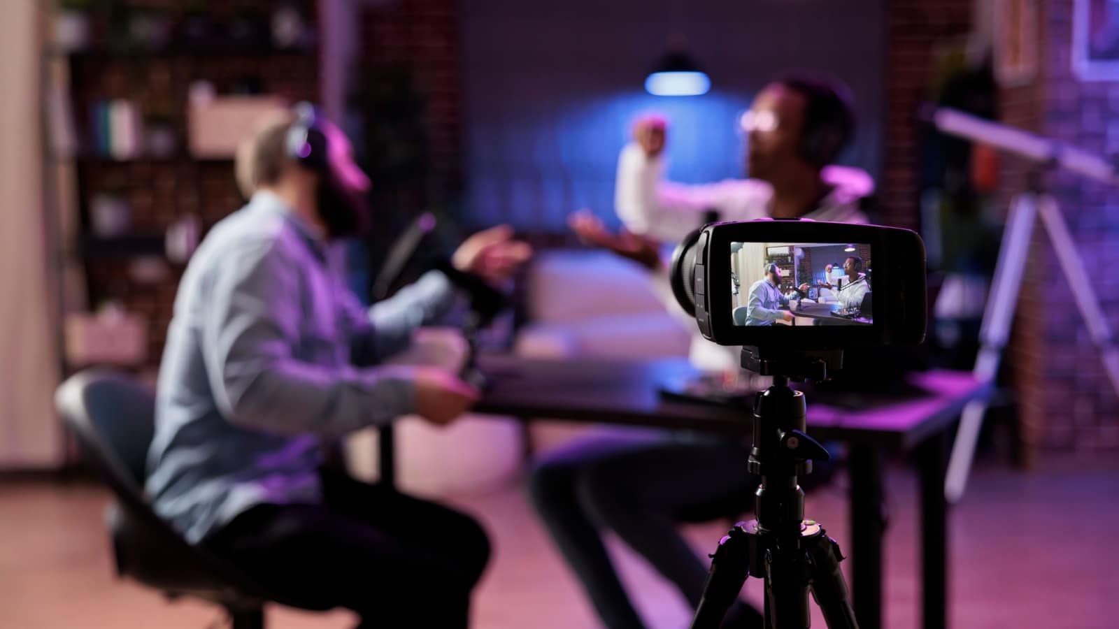 Content creators recording a broadcast. 