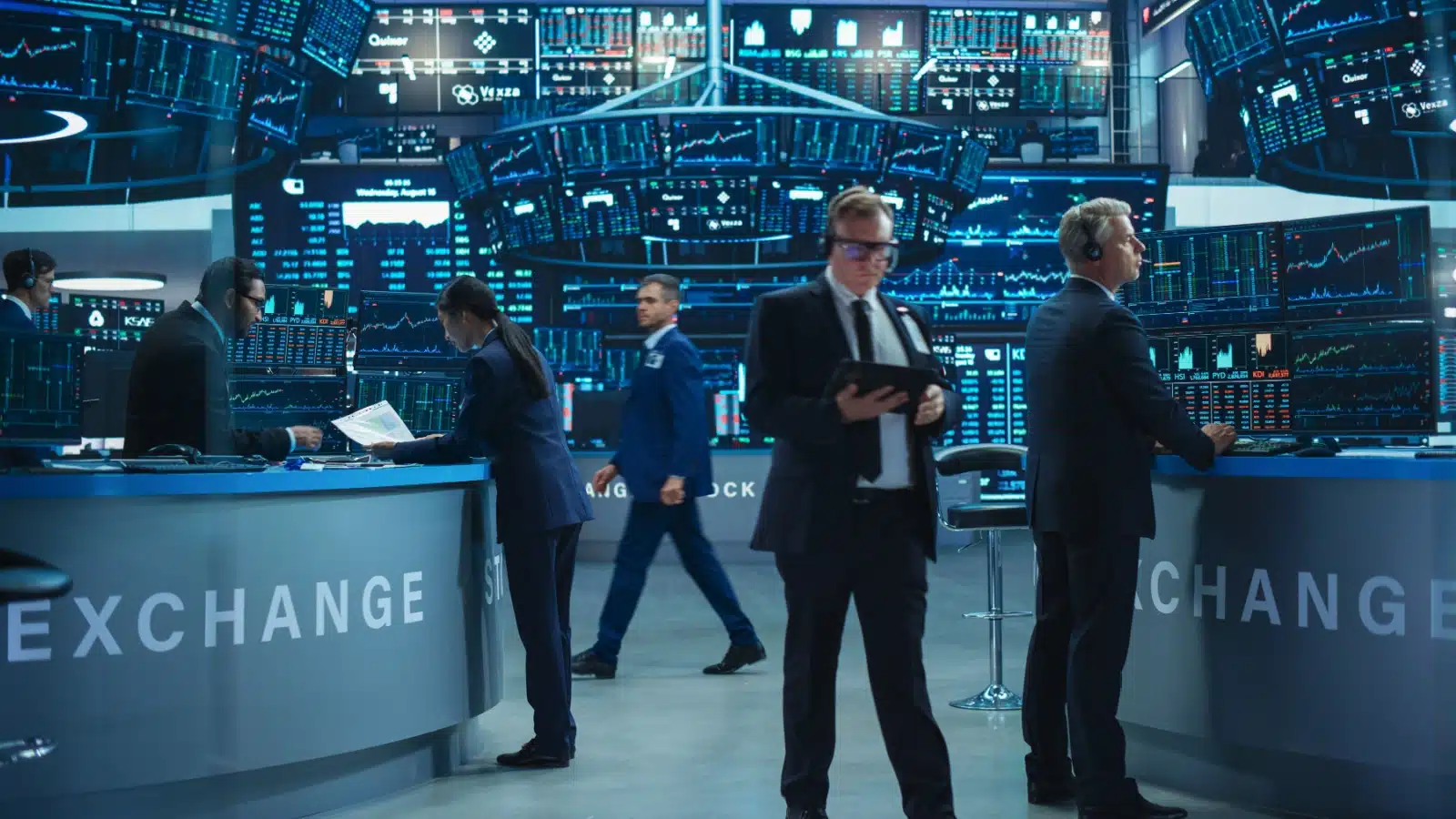 The trading floor of a stock exchange business.