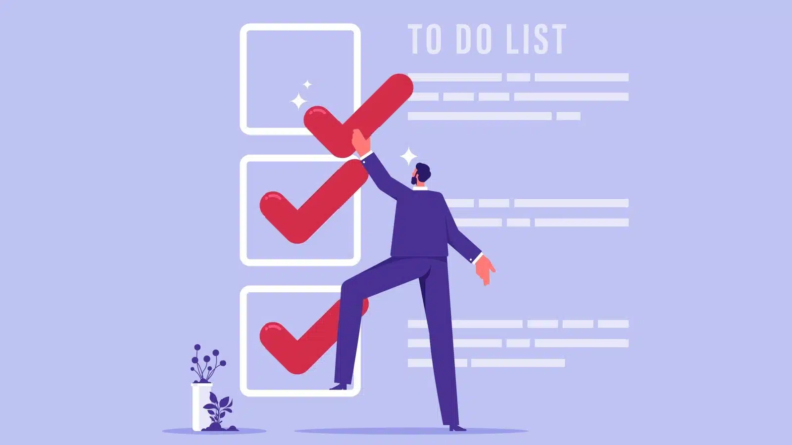 Graphic of a man checking off a to-do list to show he's accountable for doing the work.