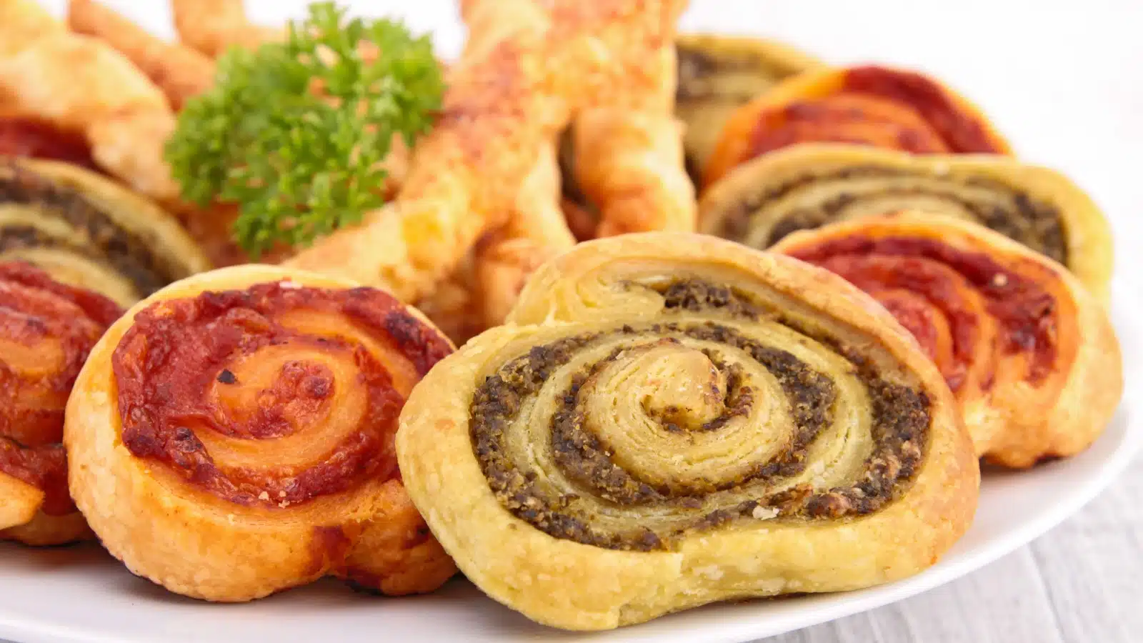An assortment of homemade pinwheel pastries