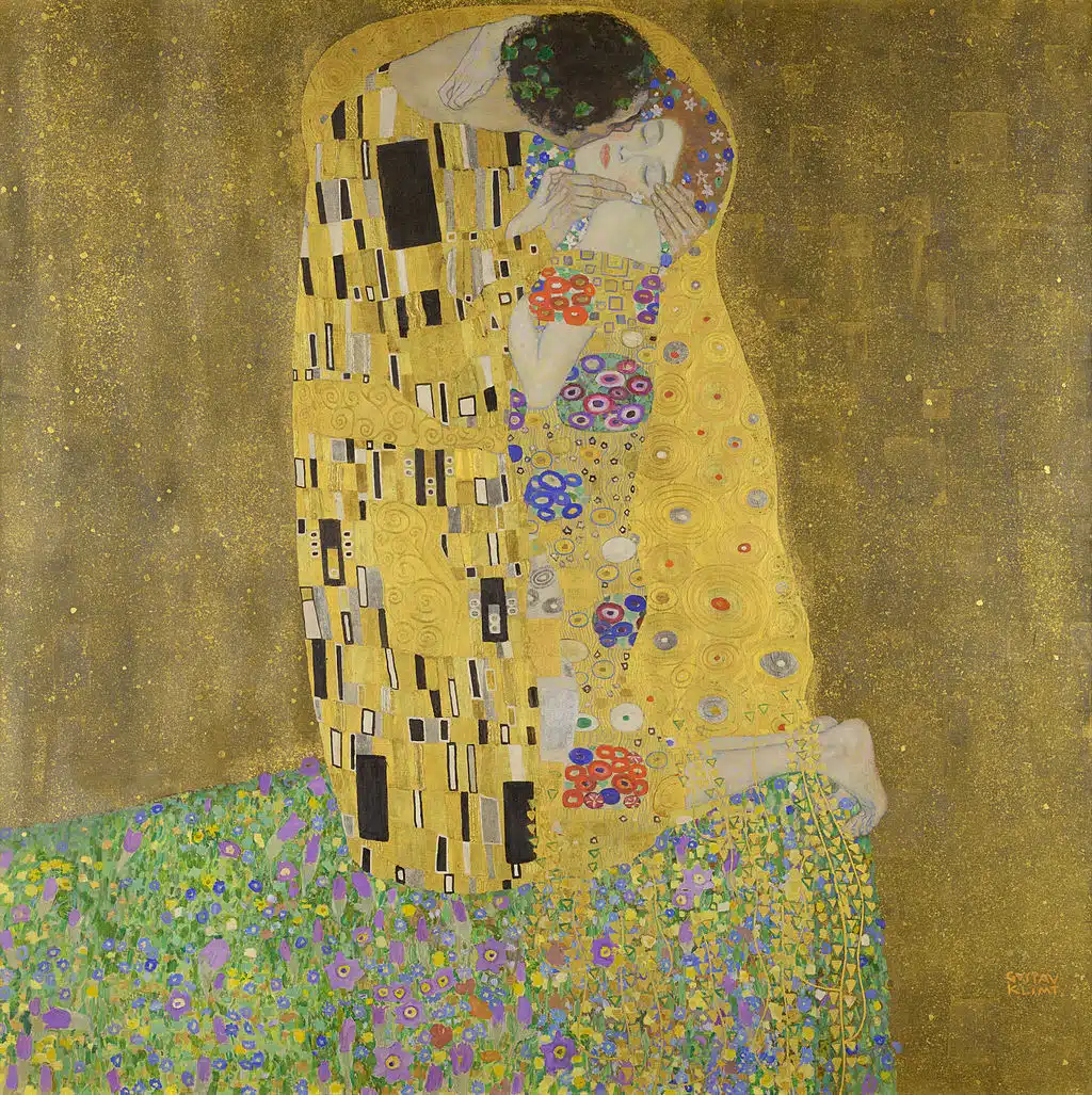 The artwork The Kiss by Gustav Klimt