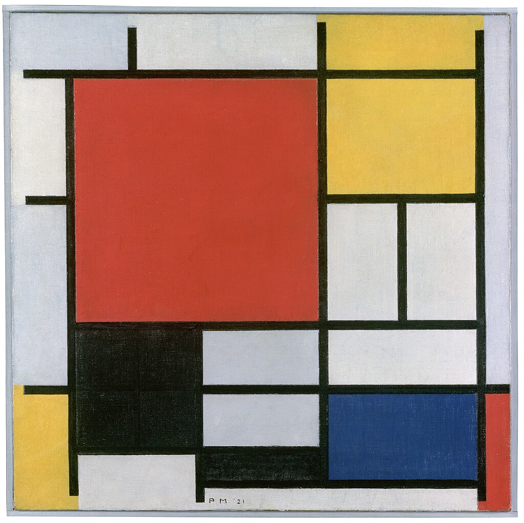 Piet Mondriaan &nbsp;&nbsp;&nbsp; Title: Composition with Large Red Plane, Yellow, Black, Gray and Blue Painting