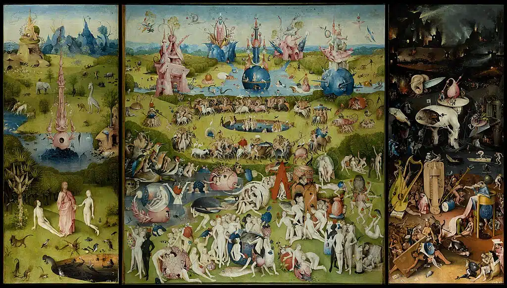 The three panel painting The Garden of Earthly Delights by Bosch