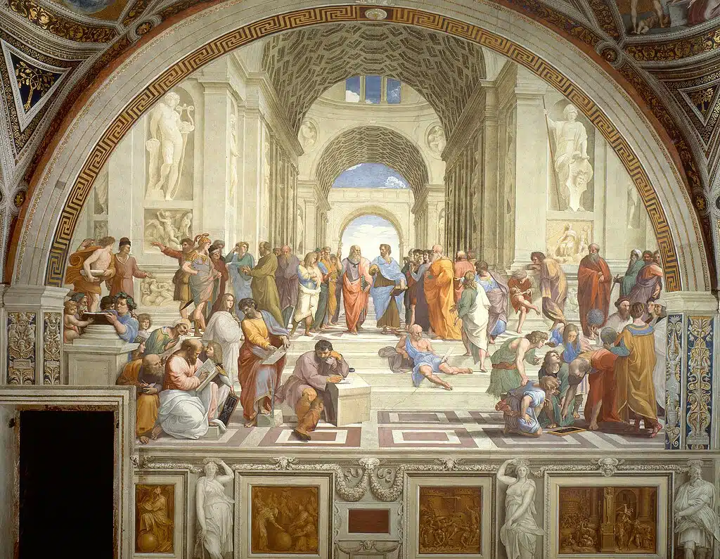 The massive Fresco, The School of Athens by Raphael.