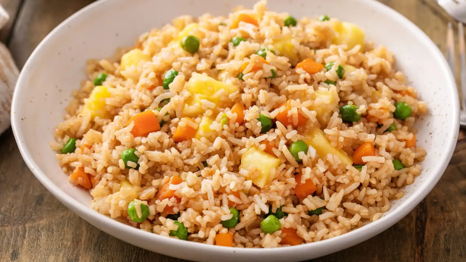 A bowl of pineapple fried rice.