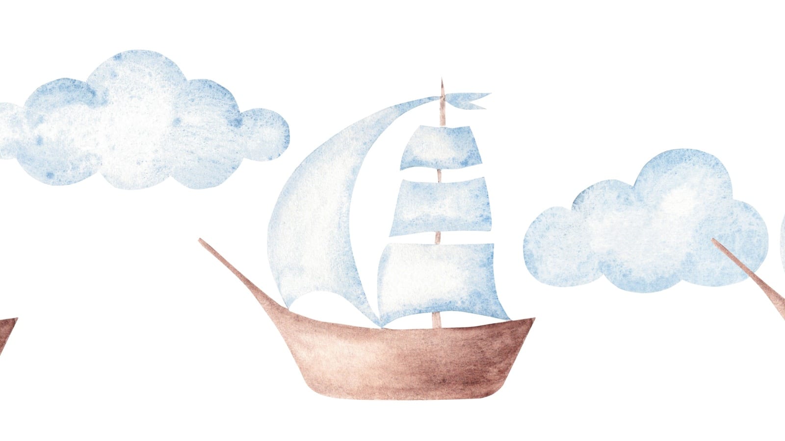 A cute little ship made with watercolors. 