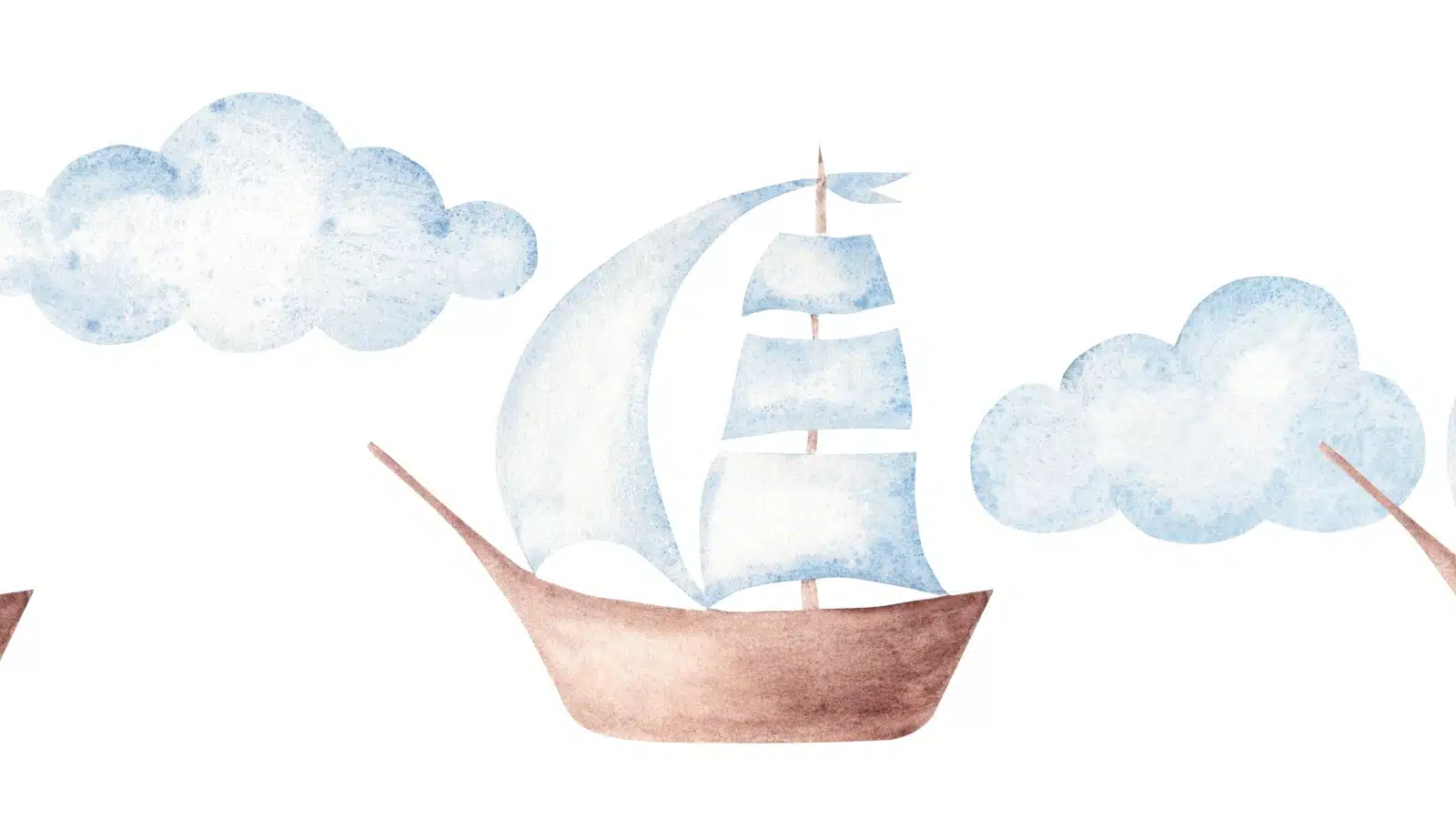 A cute little ship made with watercolors.