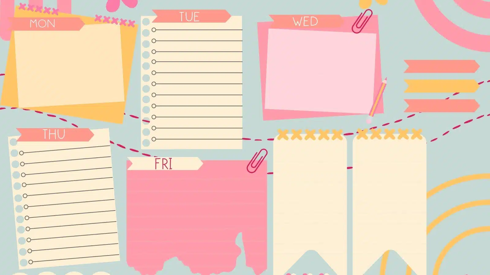 Pretty colorful weekly planning graphics.