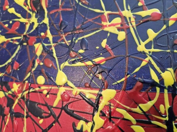 Close up texture of abstract wall art piece all the colors in the world.