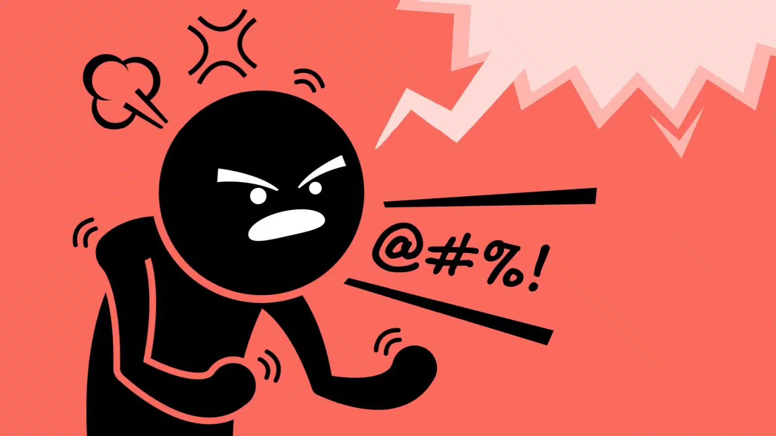 Illustration of an angry cartoon man yelling to represent an emotional outburst.