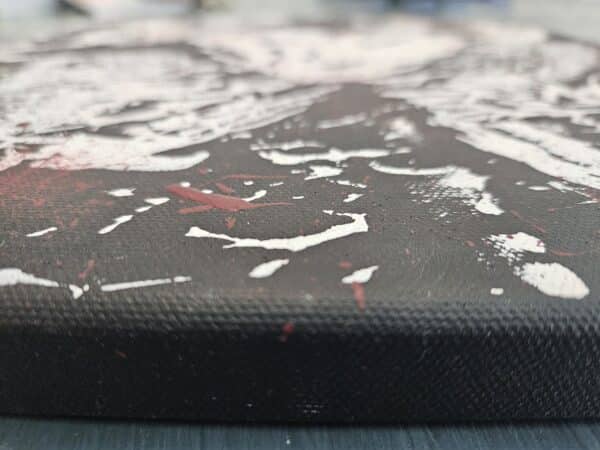 Side view of Broken Heart showing canvas depth and texture.