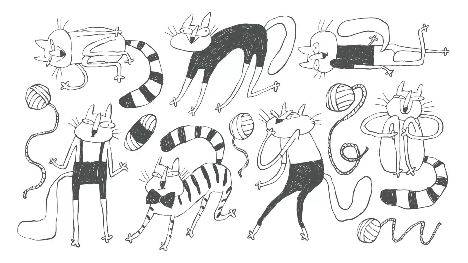 Funny cat illustrations.