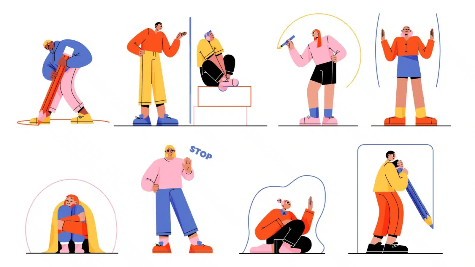 Illustration of people creating different personal boundaries.