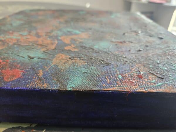 Side view of Memories of What Once Was showing canvas depth and texture.