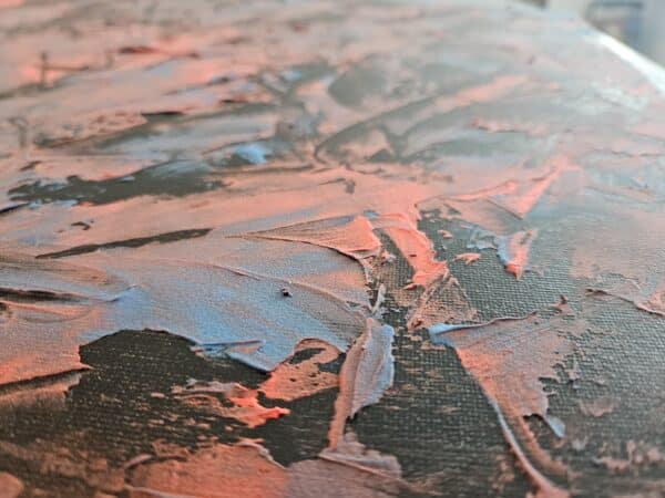 Angled view of Rugged Individualism to highlight texture.