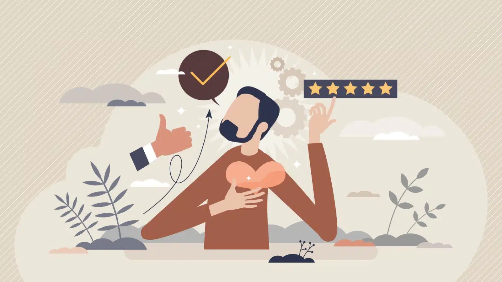 Illustration of a man showing himself respect.