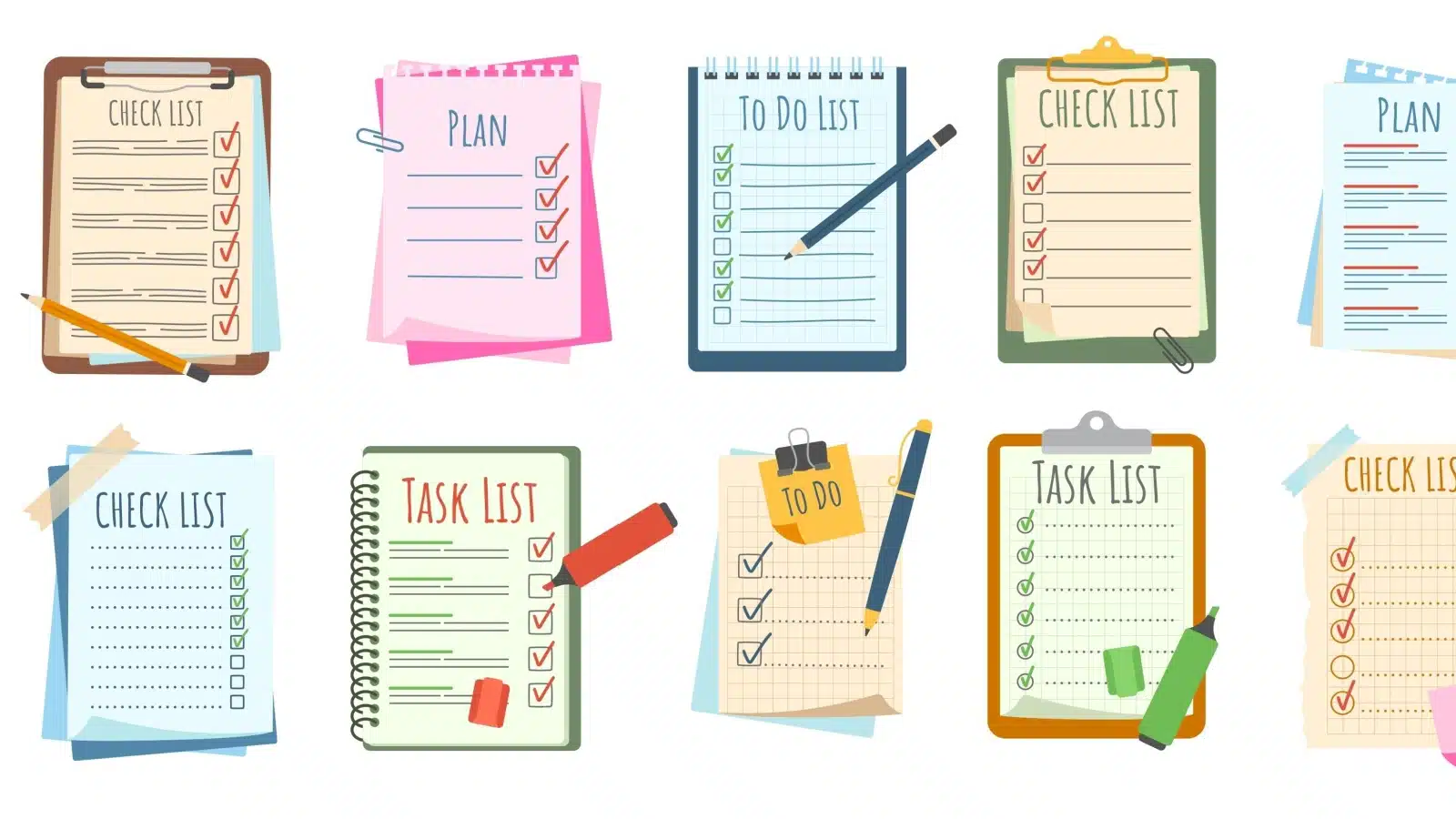 Graphic featuring different types of lists.