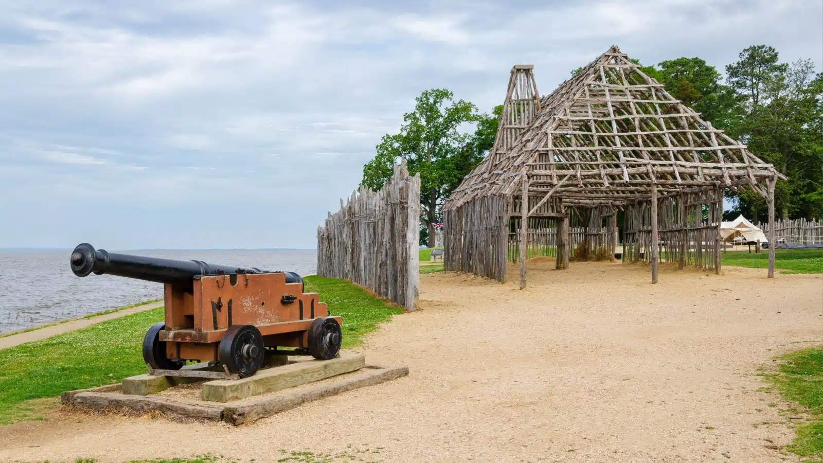 Outdoor exhibits at historical Jamestown.