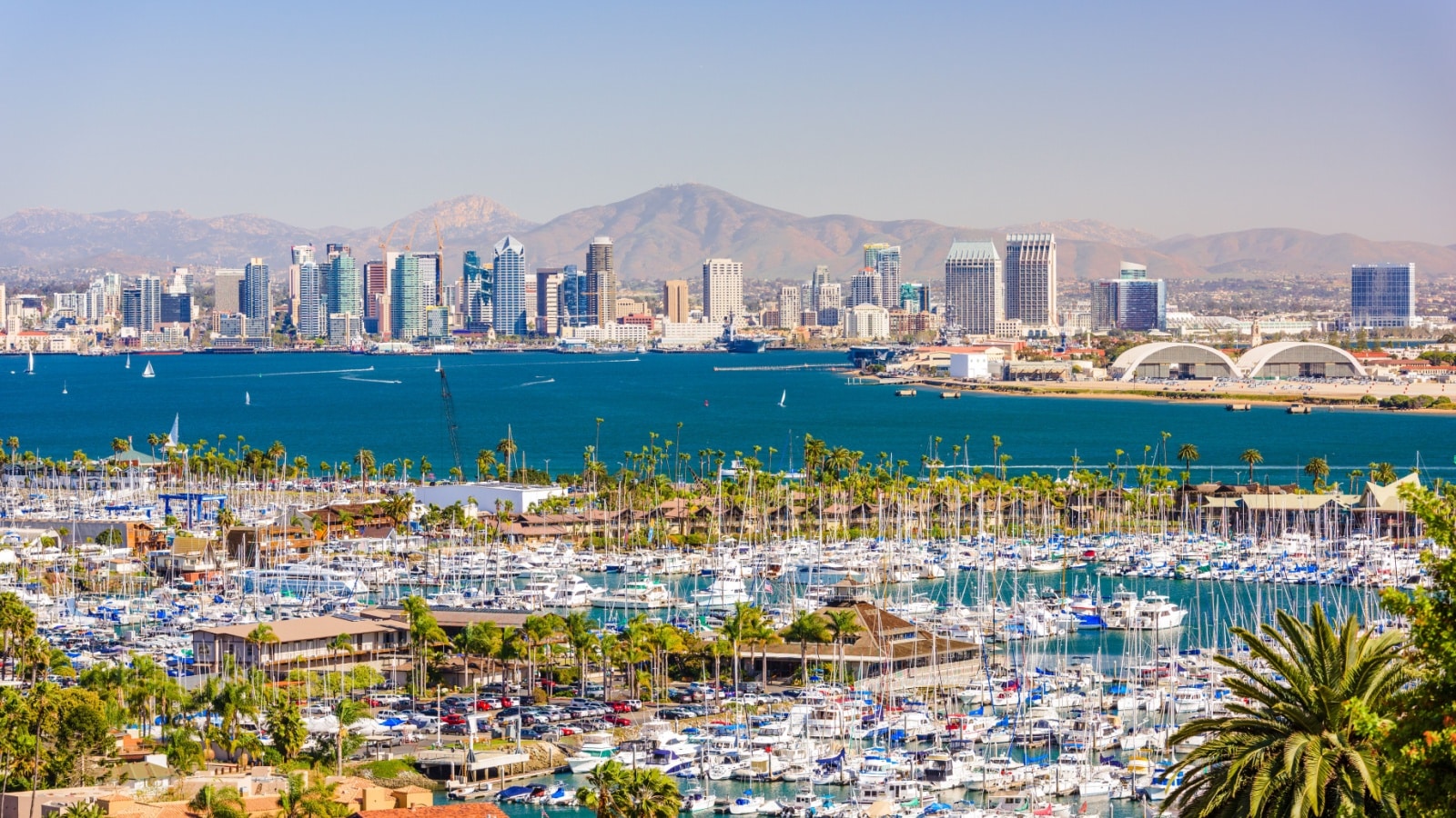 San Diego California Skyline from the bay.