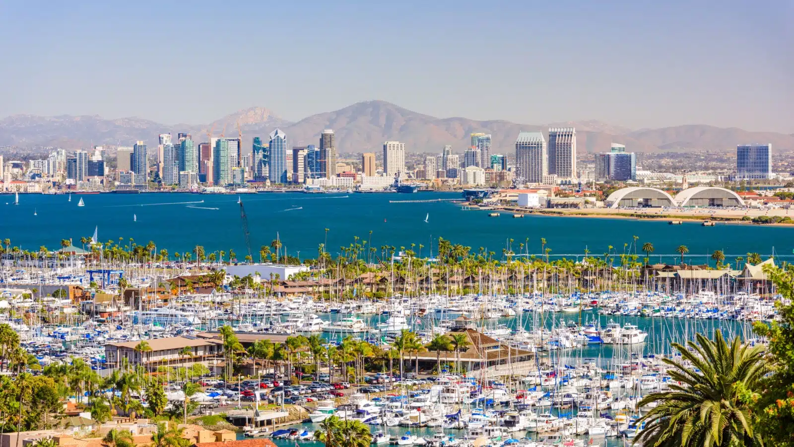 San Diego California Skyline from the bay.