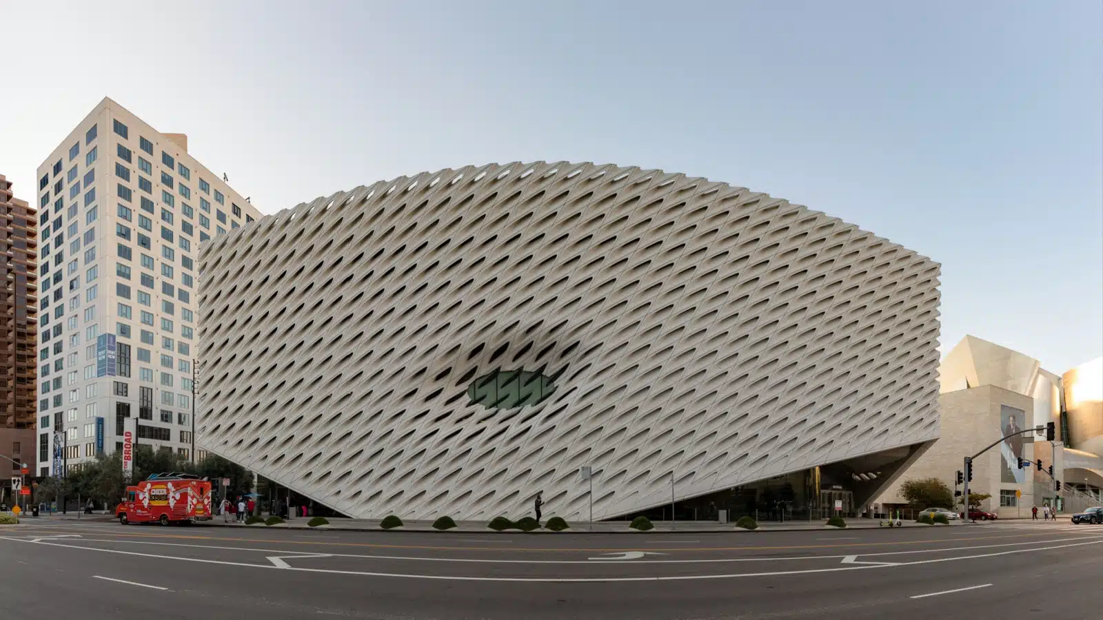 The exterior of the Broad art museum in downtown Los Angeles.