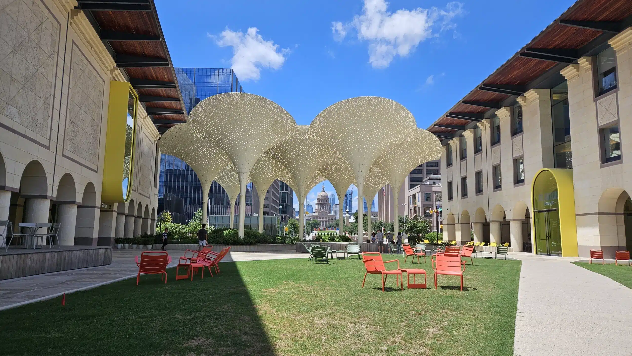 The courtyard of the Blanton Museum in downtown Austin.
