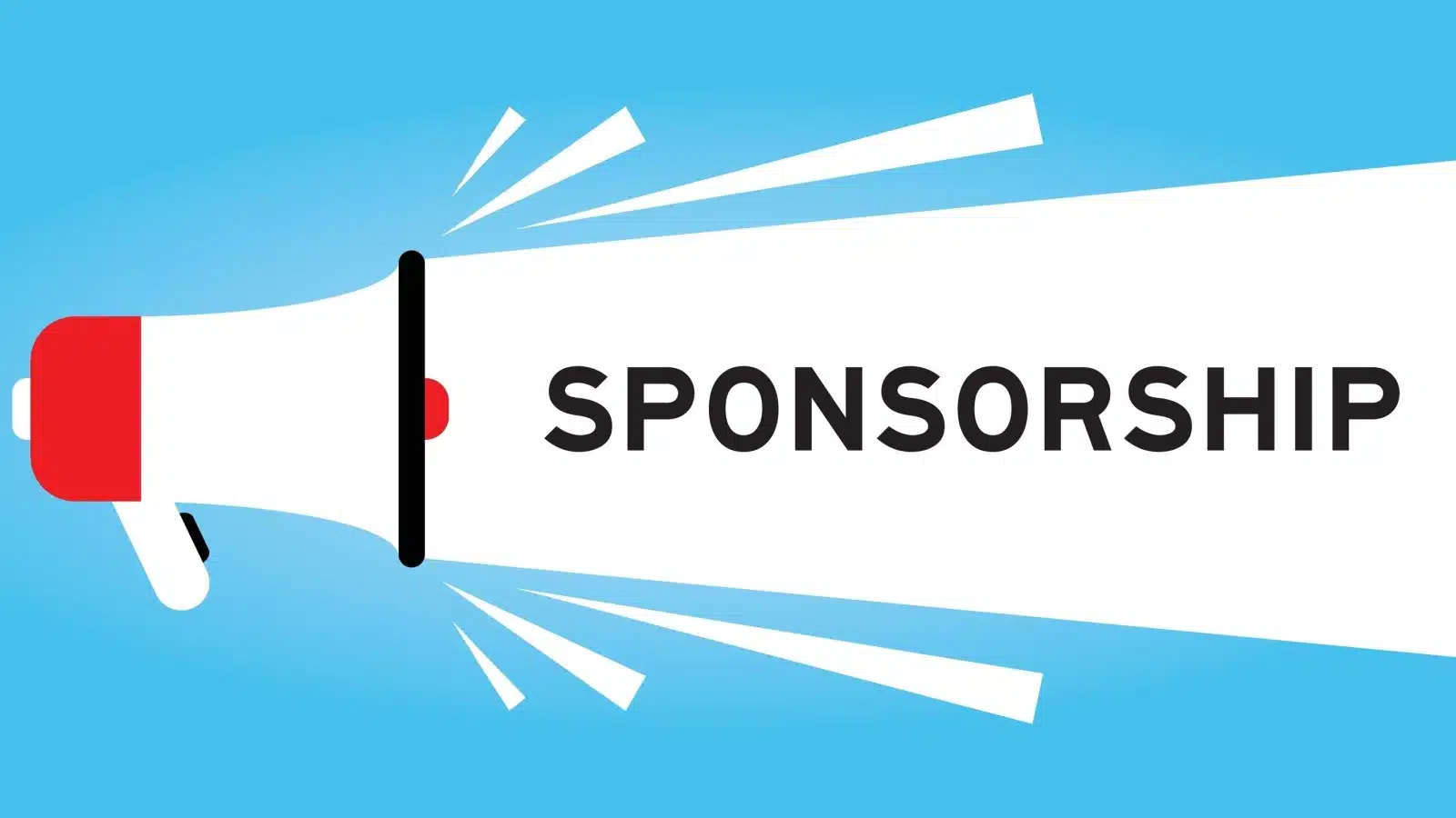 Illustration of a megaphone with the word "sponsorship" blasting out of it.