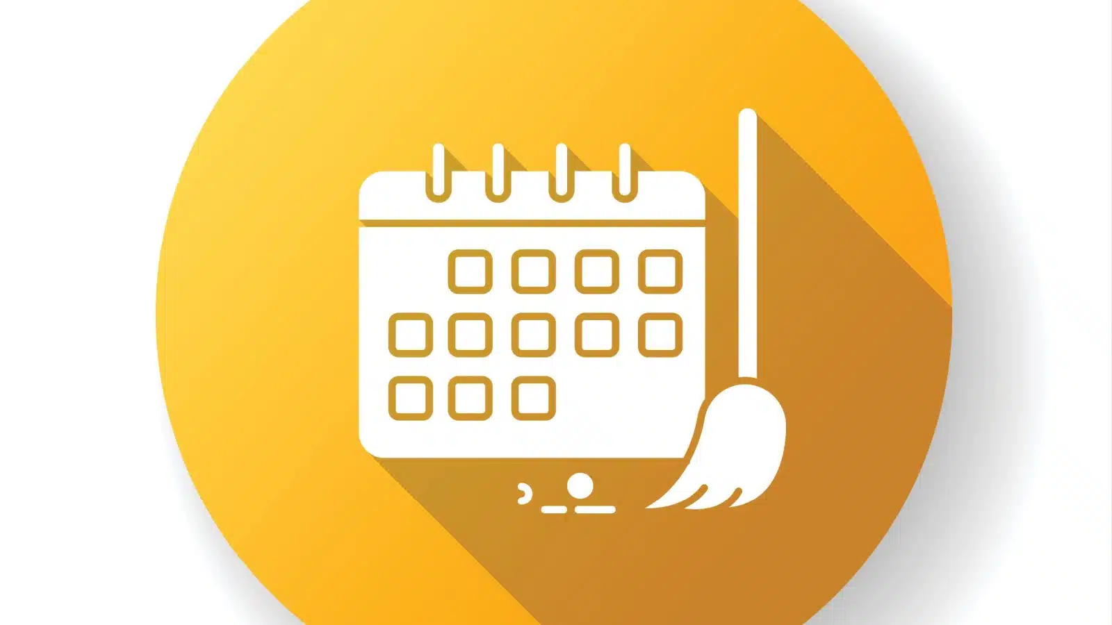 Graphic of a calendar next to a broom to represent a chore schedule.