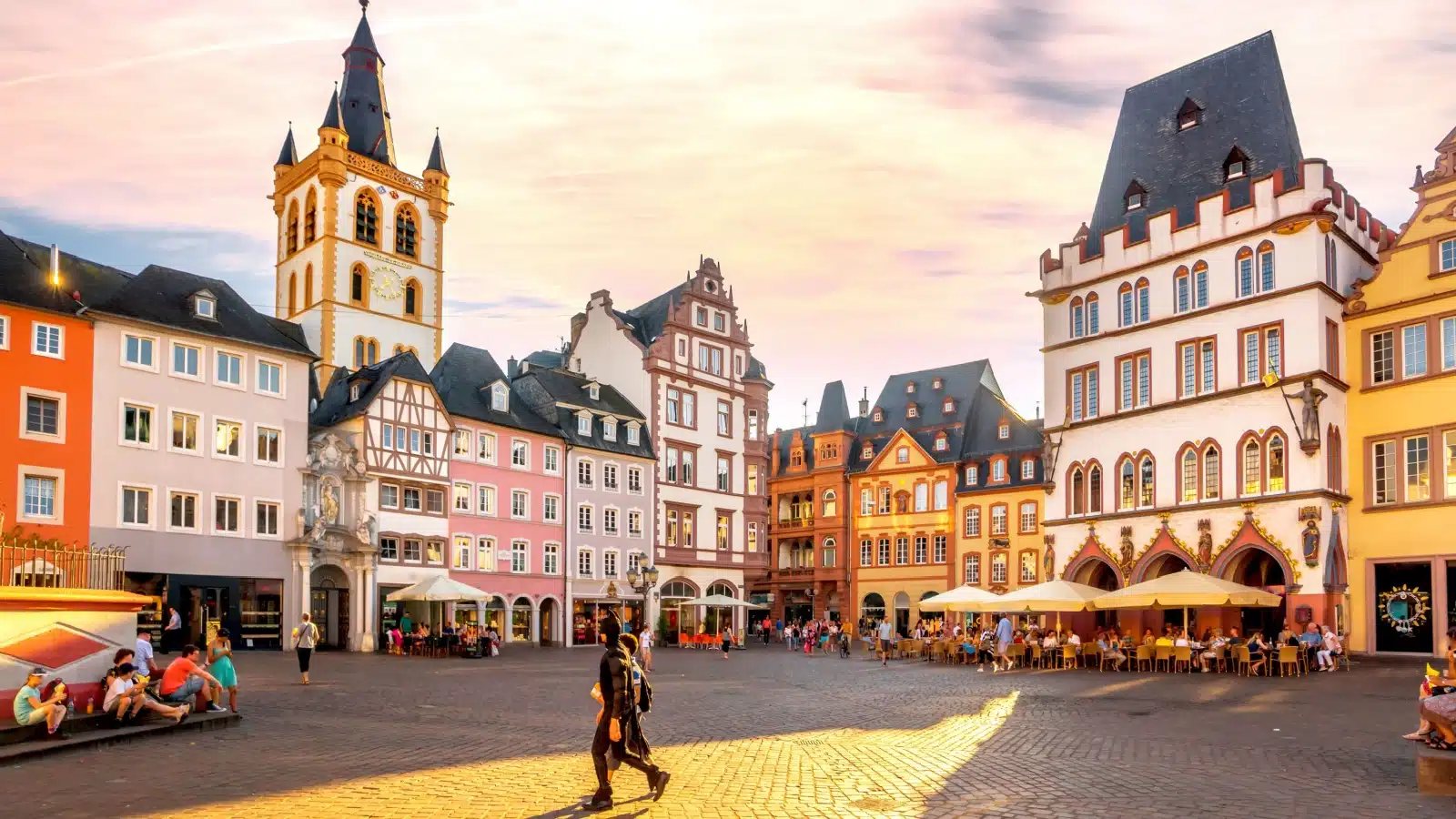 People enjoying Trier's Old City Square.