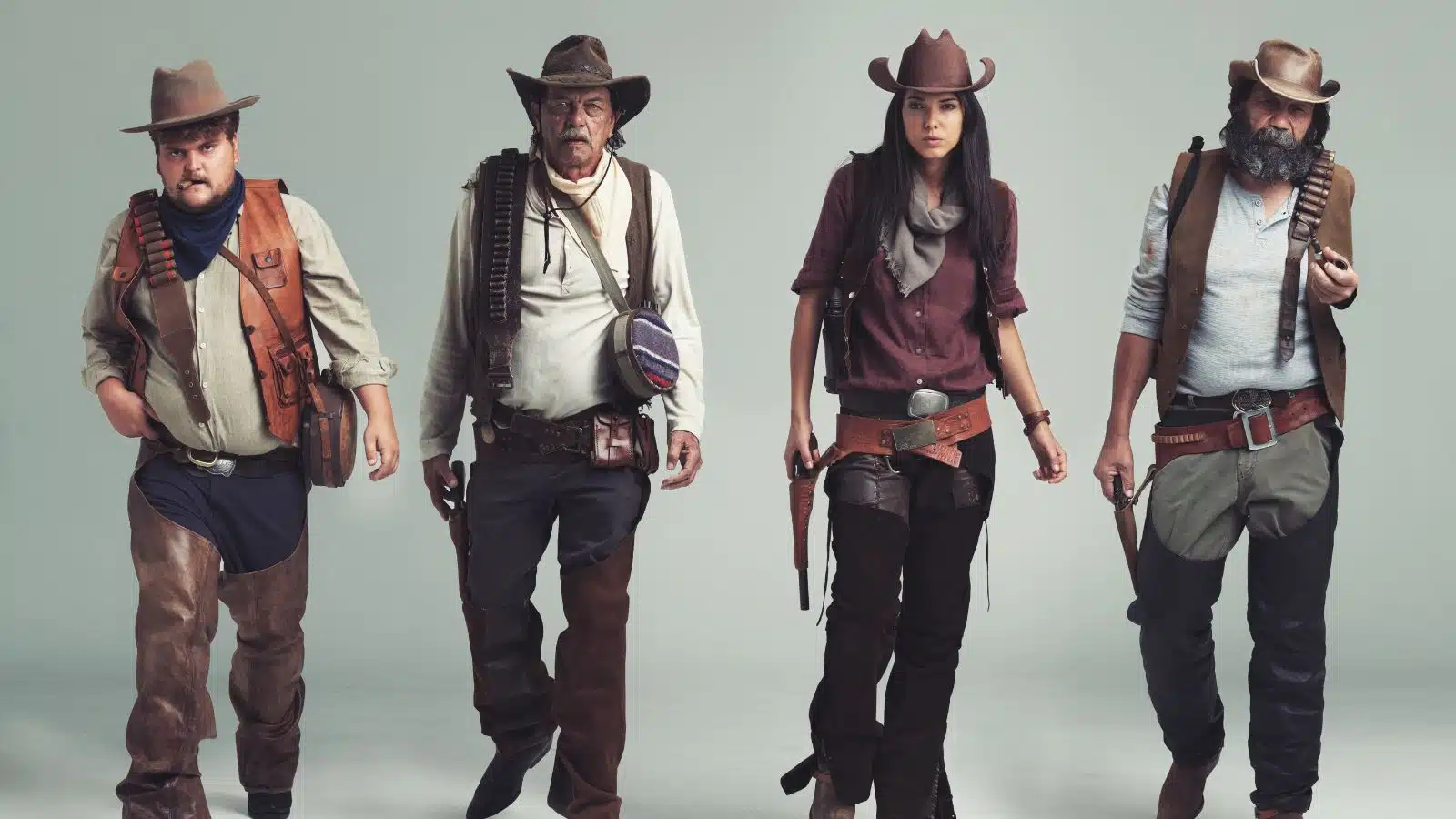 Representation of vintage photo featuring mean looking group of cowboys who want to run someone out of town.