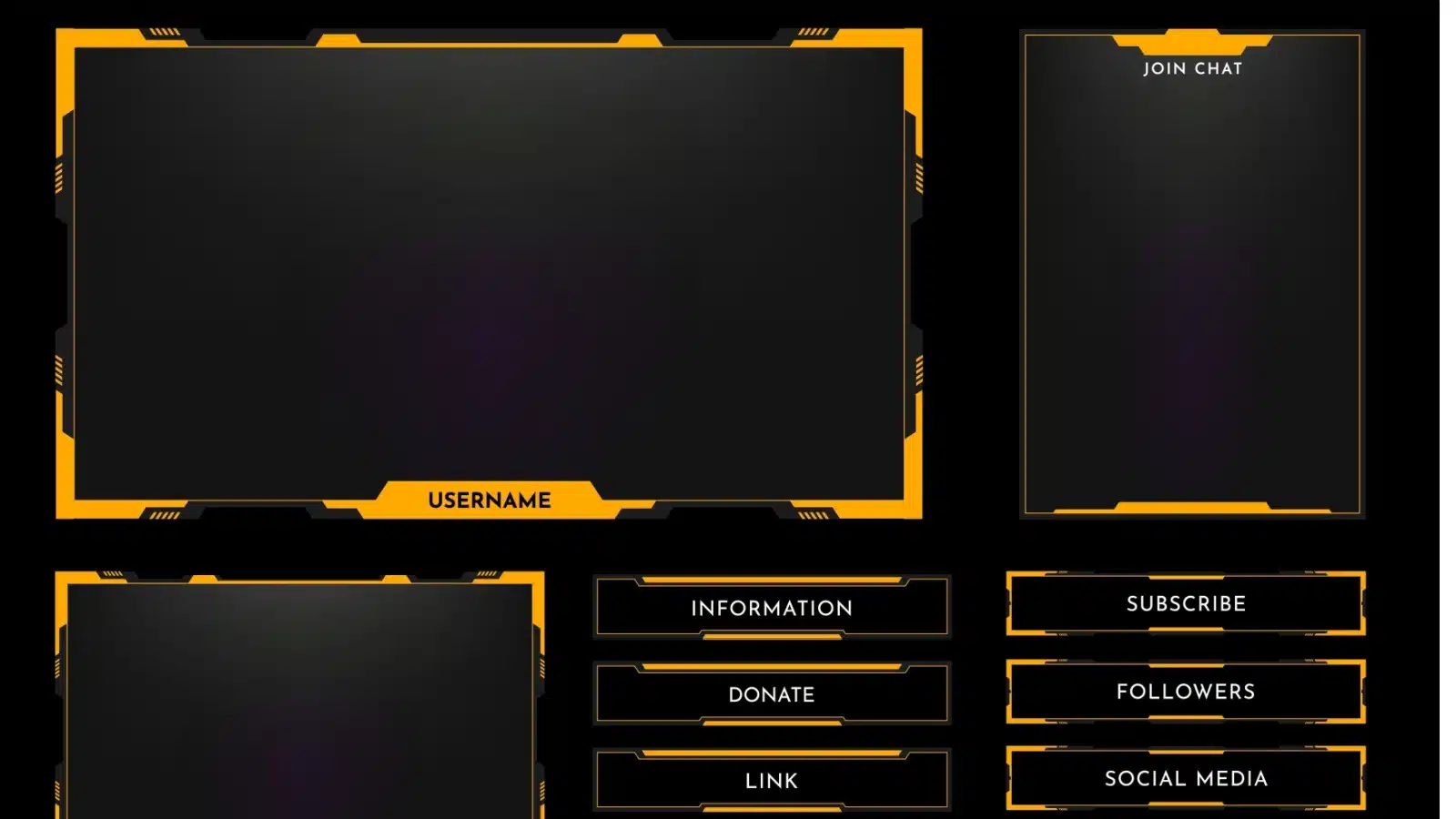 Premade streaming panel overlay template example.
