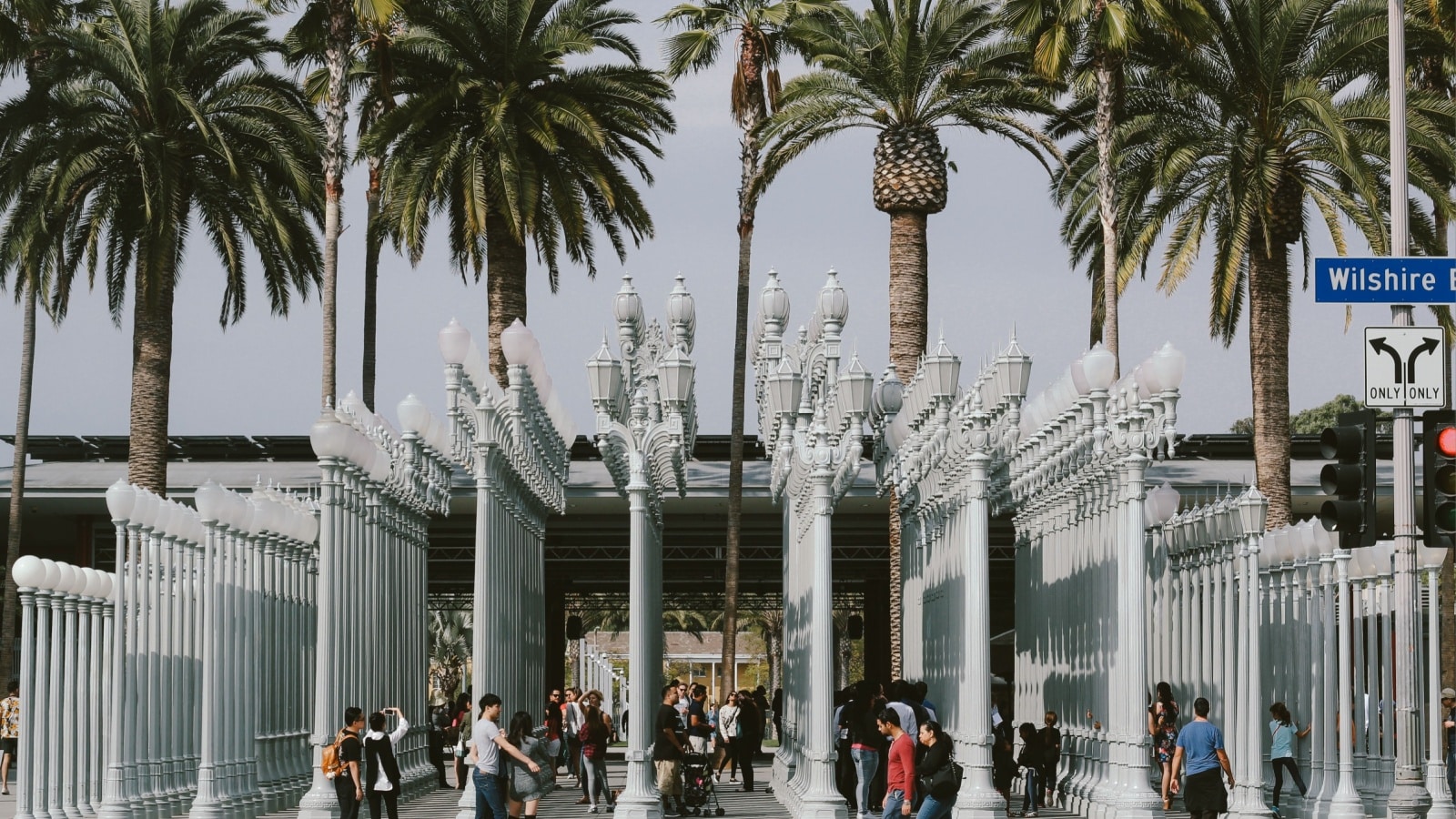 "Urban Lights" art installation outside of LACMA, one of the best Los Angeles Art Museums.