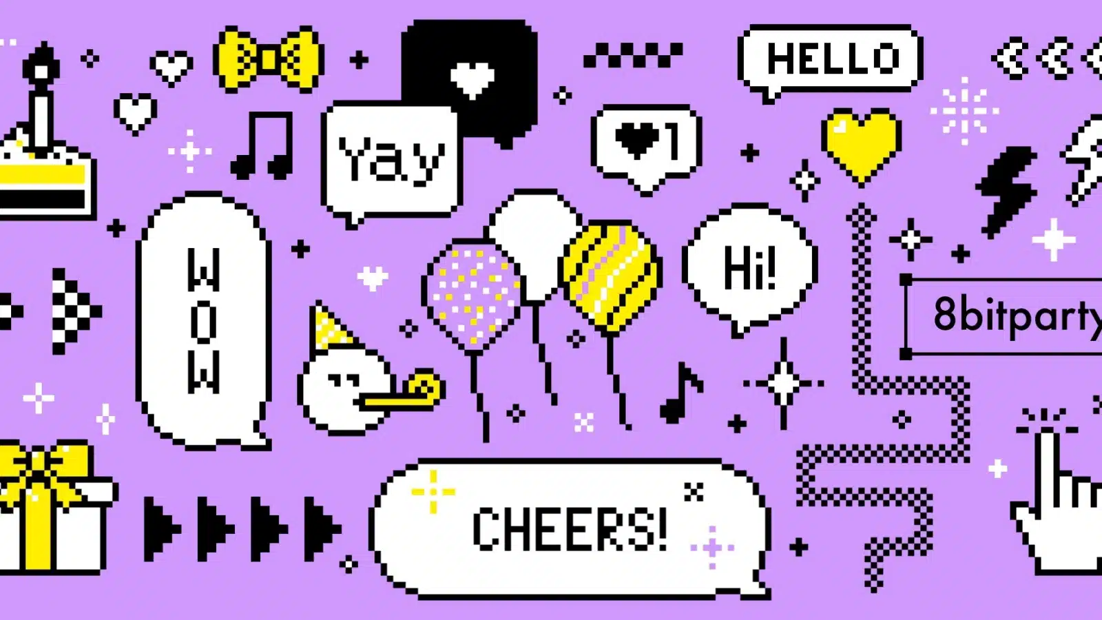 Party icons drawn in 8-bit video game style.