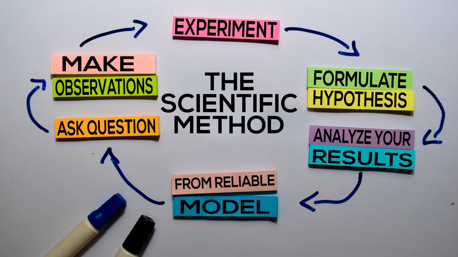 Image showing the cycle of steps in the scientific method.