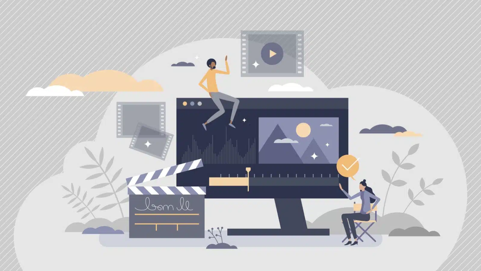 Graphic representing video editing software.