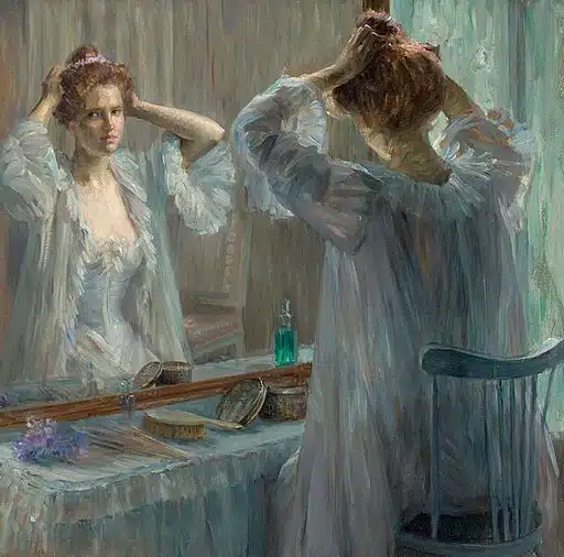 The painting La toilette by impressionist artist Louise Catherine Breslau.