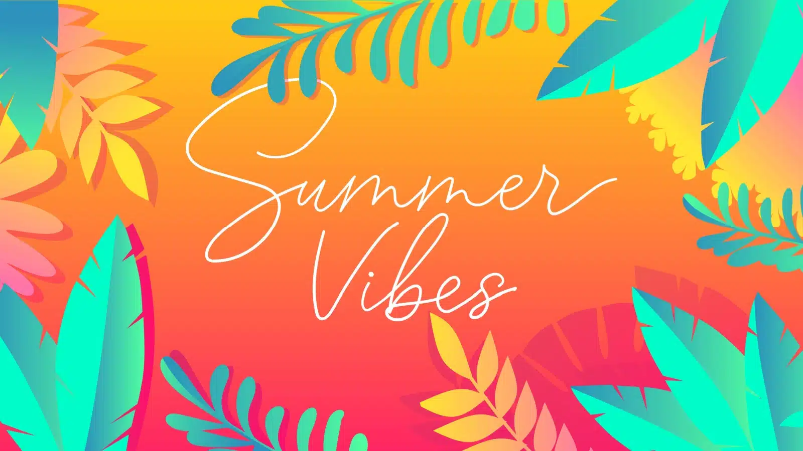 A bright, colorful graphic with the words "Summer Vibes" written to represent the best of summer. 