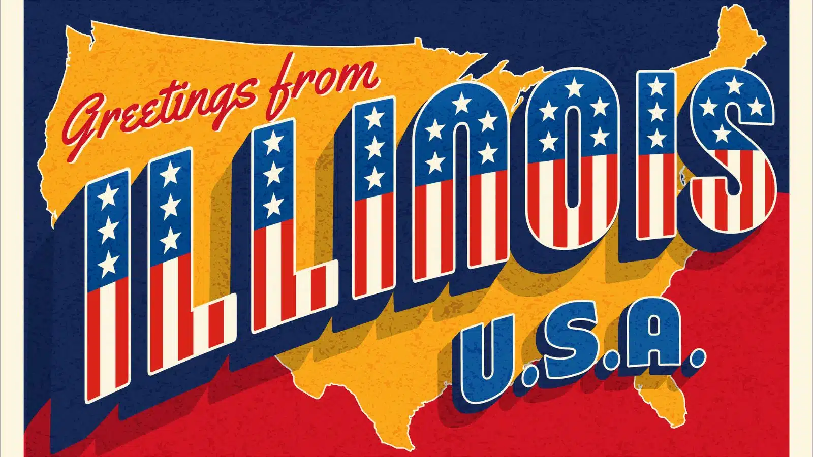 Greetings from Illinois postcard.