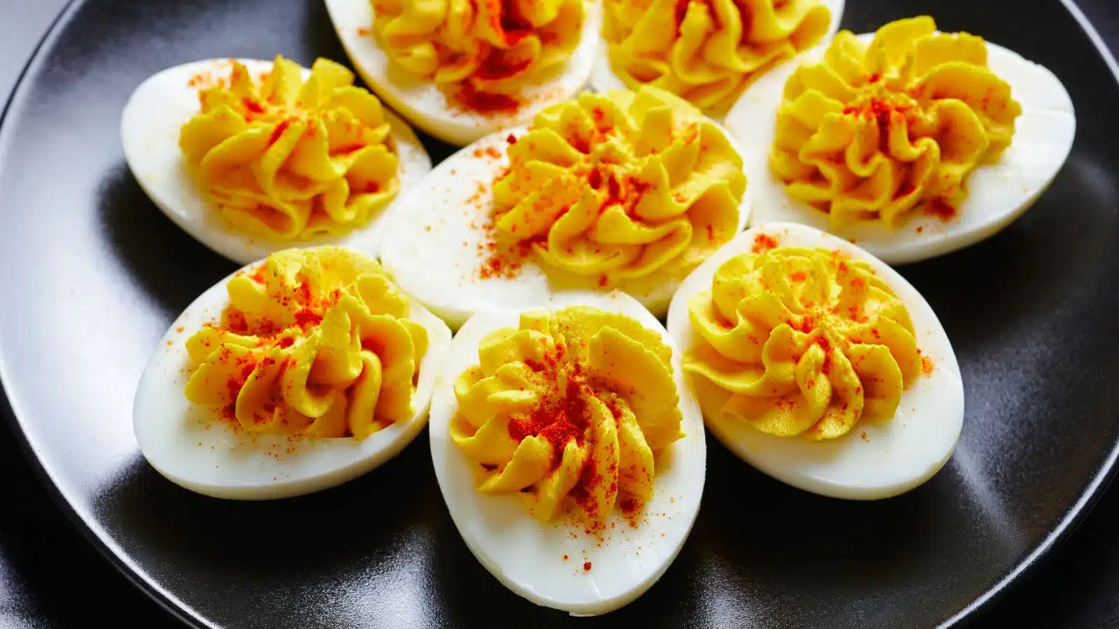 A plate of deviled eggs.