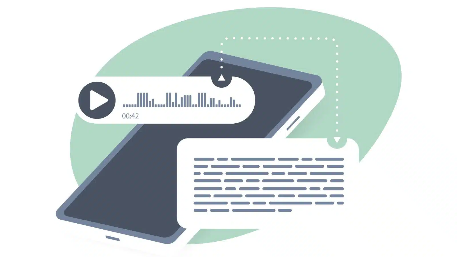 Illustration showcasing transcription of voice into text.